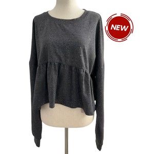 L.N.V / LNV Women's Long Sleeve Top Sweater Size M NWT Gray Cropped Top #B2